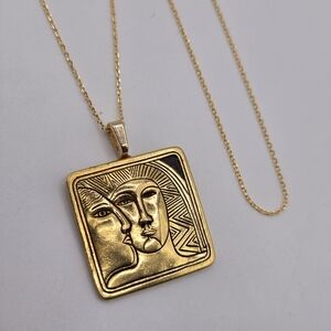 Laurel Burch Gold Egyptian Revival Pharaoh Necklace 18” Long